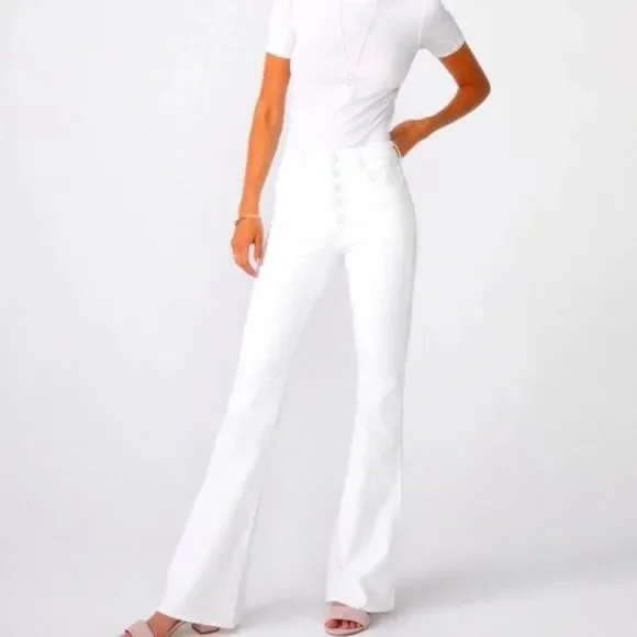 NWT Unpublished Janet High Rise Flare Buttonfly Sz 28 - Picture 1 of 8